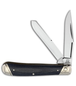 Rough Ryder Trapper Knife 4.12" Blue Denim Micarta RR2182