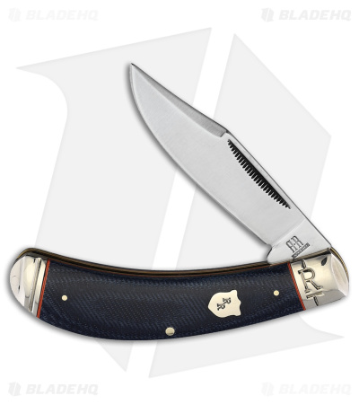 Rough Ryder Bow Trapper Knife Blue Jean Micarta Satin