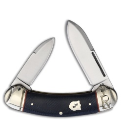 Rough Ryder Bow Canoe Knife 3.63" Blue Denim Micarta RR2374