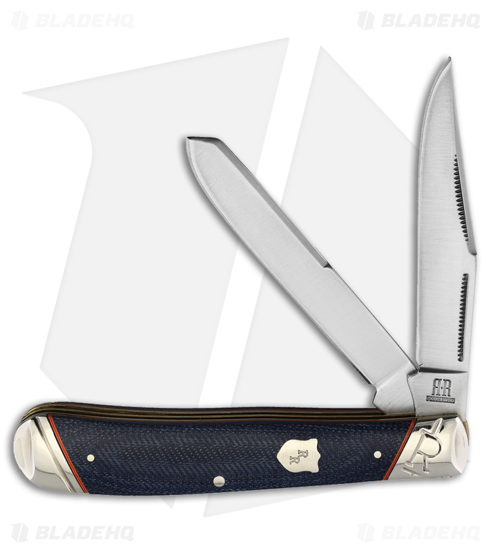 Rough Ryder Trapper Knife Blue Denim Micarta RR2343 Satin