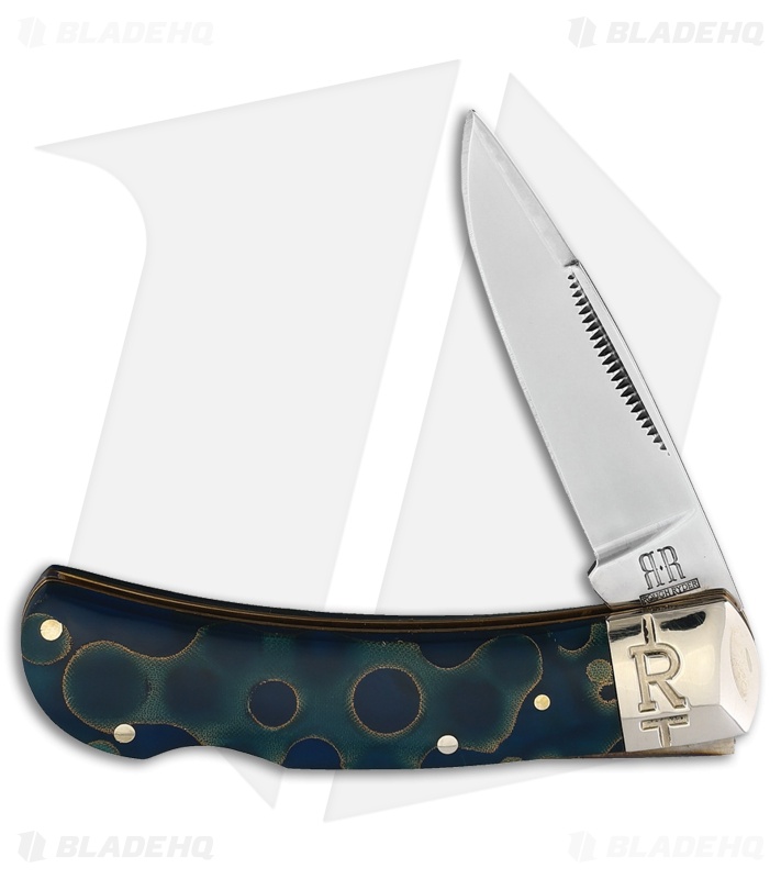 Rough Ryder Lockback Knife Blue Swirl Polymer Mirror RR2069