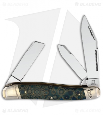 Rough Ryder Stockman Knife Green Celestial Turquoise Swirl