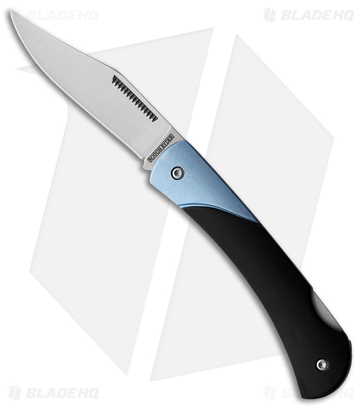 Rough Ryder Clip Point Lockback Knife Black/Blue Aluminum (2.5" Satin)