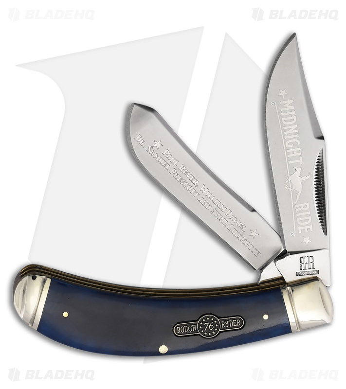 Rough Ryder Bow Trapper Knife Blue Patriot Satin