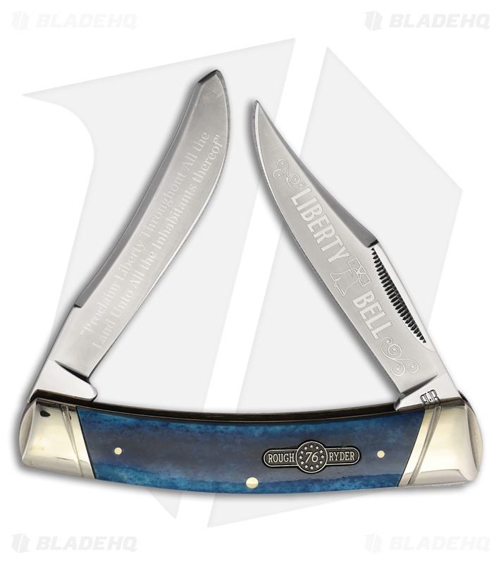 Rough Ryder Moose Knife Blue Smooth Bone Satin