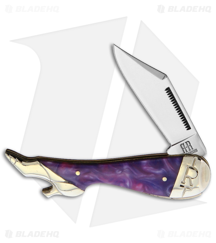 Rough Ryder Lady Leg Knife 3.25" Purple Swirl Acrylic RR2152