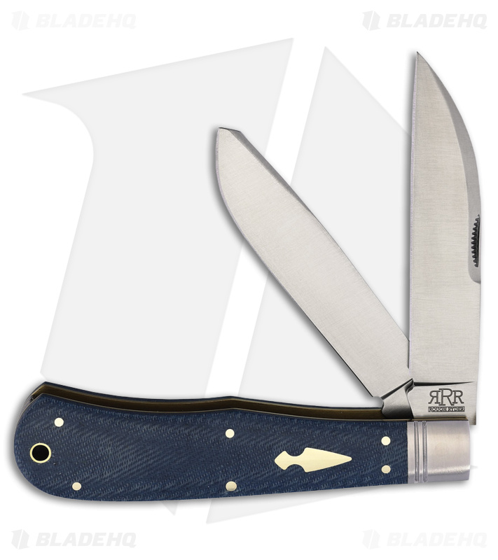 Rough Ryder Trapper Knife Denim Micarta Satin