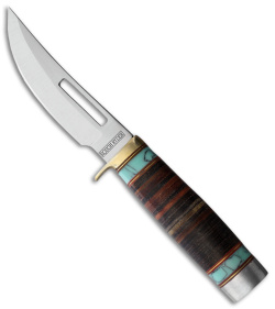 Rough Ryder Skinner Fixed Blade Knife Synthetic Turquoise/Leather (4.5" Satin)