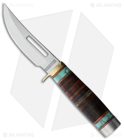 Rough Ryder Skinner Fixed Blade Knife Synthetic Turquoise/Leather (4.5" Satin)