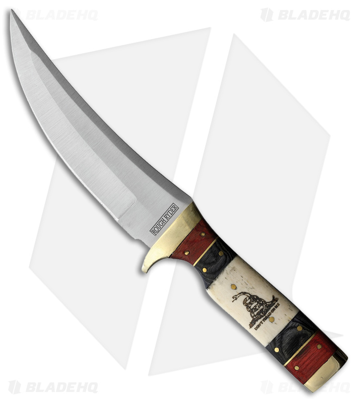 Rough Ryder Skinner Fixed Blade Knife Don't Tread On Me Bone (5.5" Satin)