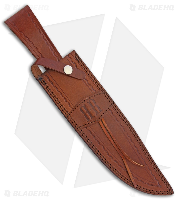 Rough Ryder 10" Bowie Fixed Blade Knife Brown Leather (10" Satin)