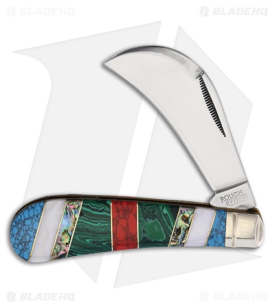 Rough Rider Hawkbill Knife Green/Red Stoneworx Mirror