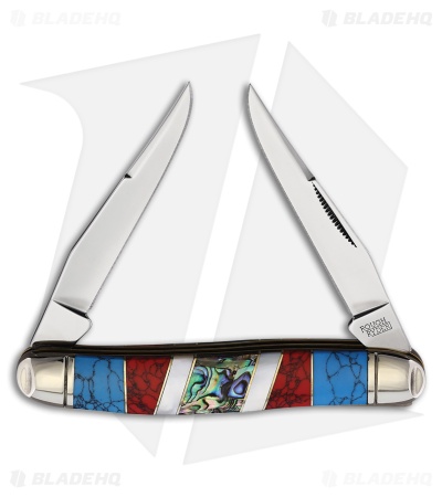 Rough Ryder Muskrat Knife 3.8" Blue/Red Stoneworx RR2401