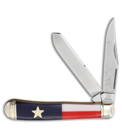 Rough Ryder Trapper Knife 4.12" Blue Texas Star RR2499