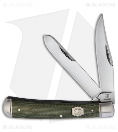 Rough Ryder Trapper Knife 3.12" Green Micarta