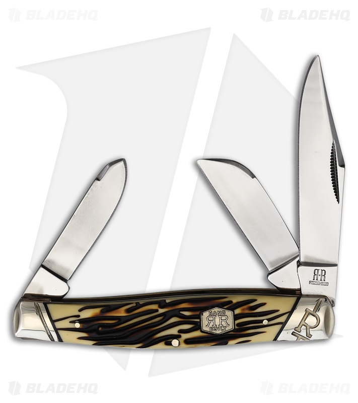 Rough Ryder Large Stockman Knife Brown Tuff Stag Satin