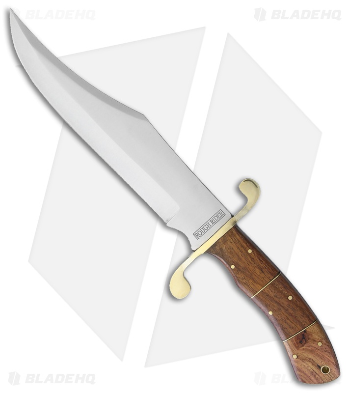 Rough Ryder Bowie Fixed Blade Knife Wood w/ Brass Guard (9" Satin)