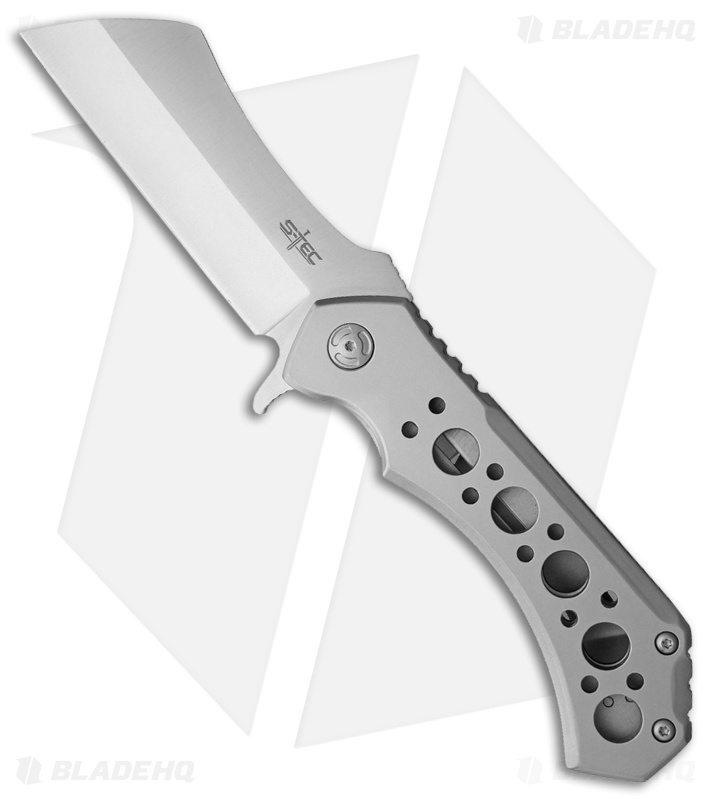 S-TEC Pocket Knife Gray Stainless Steel Cleaver Satin 440
