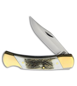 Schrade Stag Lockback Brown and White Stag (3.75" Satin)