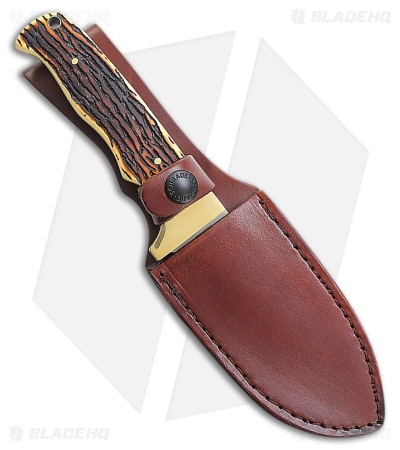 Schrade Uncle Henry 185 Fixed Blade Brown Stagalon (4.25" Satin) 
