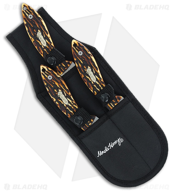 Schrade 3-Piece Hunting Knife Set – Satin Finish Stainless with Staglon Handle