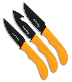 Schrade 3-Piece Hunting Knife Set – Black Finish Stainless Blade with Orange ABS