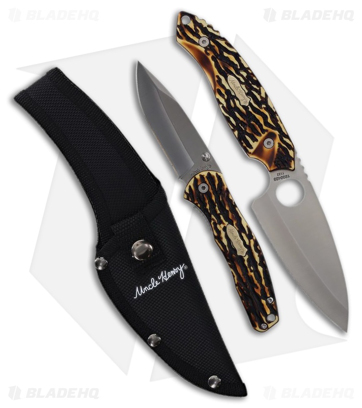 Schrade Uncle Henry 2 Pc Fixed Folder Combo Staglon (Satin)
