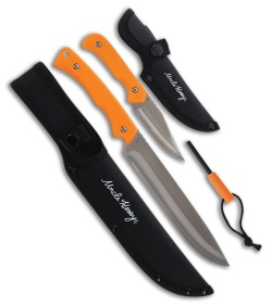 Schrade Uncle Henry 2 Piece Fixed Blade W Fire Starter - Orange Polymer