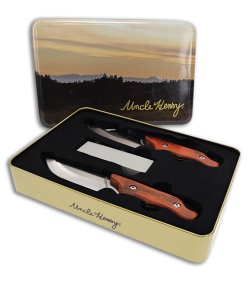 Schrade Uncle Henry 2 Piece Fixed Blade Knife Brown Wood (Satin)