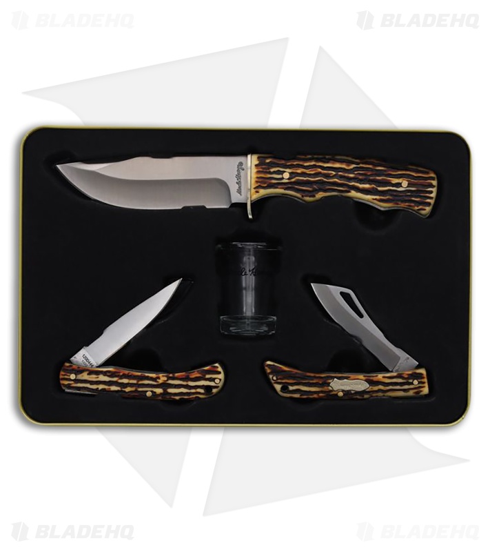 Schrade Uncle Henry 3 Piece Fixed and Folder W Shot Glass