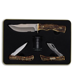 Schrade Uncle Henry 3 Piece Fixed and Folder W Shot Glass