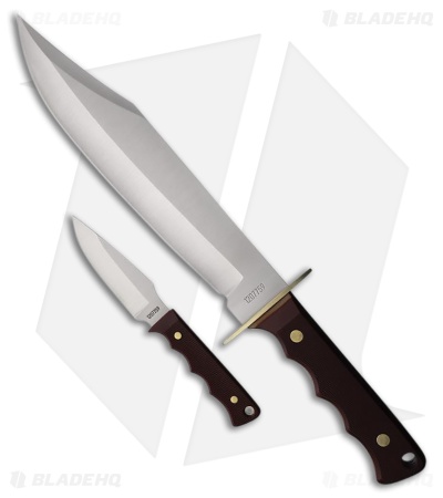 Schrade Ot Bowie Fixed Blade Combo Brown Sawcut Synthetic