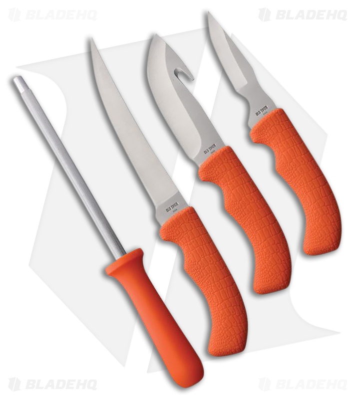 Schrade Ot Hunter Combo Orange Rubber Handle Satin Finished Handle Schrade Ot Hunter Combo Orange Rubber Handle Satin Finished Handle