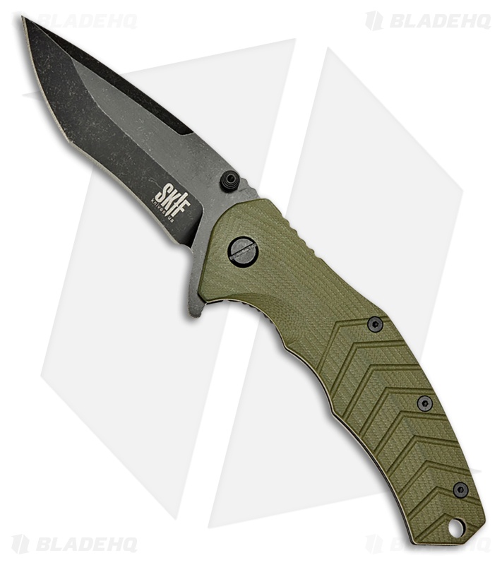 SKIF Knives Griffin Frame Lock Knife Olive Green G-10/Steel (3.75" Black SW)