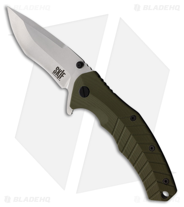 SKIF Knives Griffin Frame Lock Knife Olive Green G-10/Steel (3.75" Stonewash)