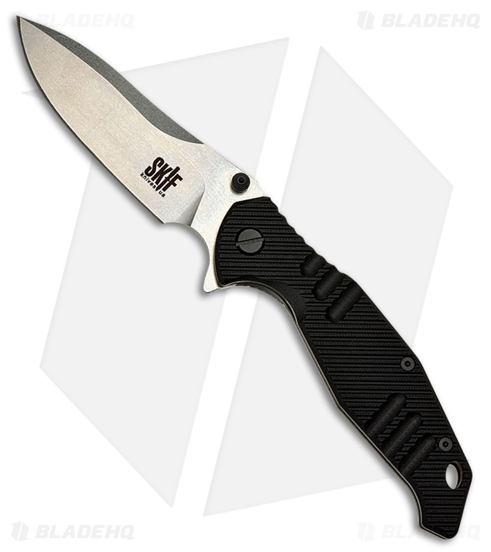 SKIF Knives Adventure Frame Lock Knife Black G-10/Steel (4" Stonewash)