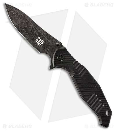 SKIF Knives Adventure Frame Lock Knife Black G-10/Steel (4" Stonewash)