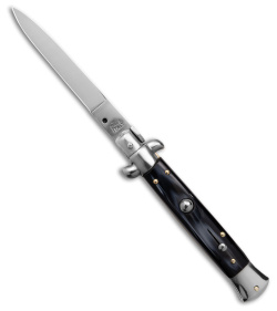 SKM 9" Italian Stiletto  Automatic Knife Sim Dark Horn  (Polish)