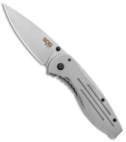 SOG Aegis Frame Lock Knife Stainless Steel (3.4&quot; Stonewash) | 124621