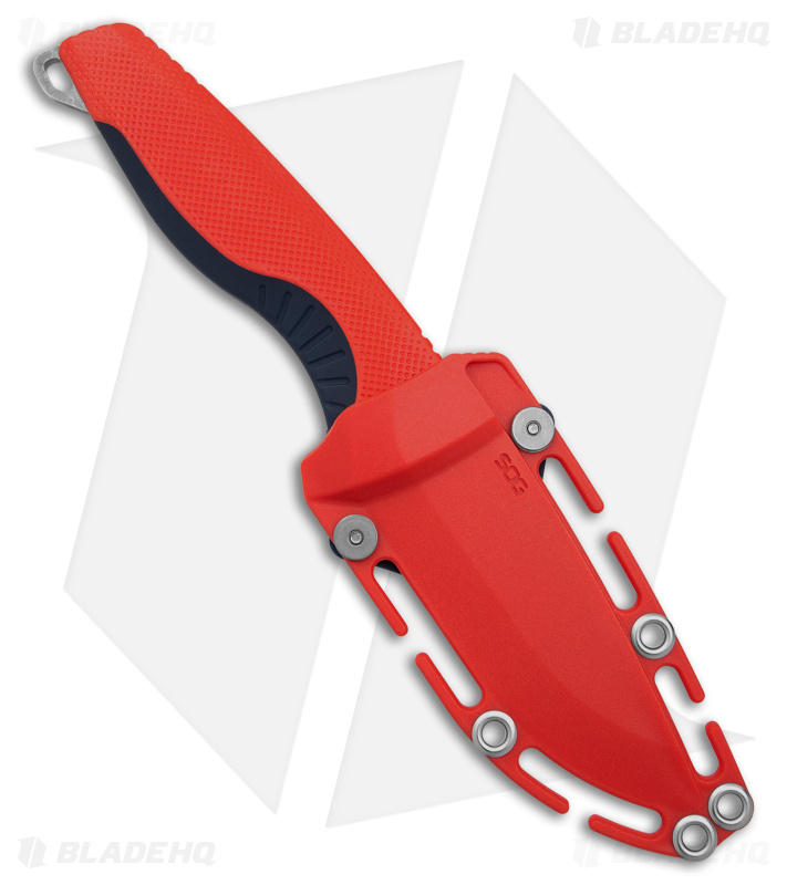SOG Aegis FX Fixed Blade Knife Rescue Red/Indigo Blue (3.6" Stonewash)
