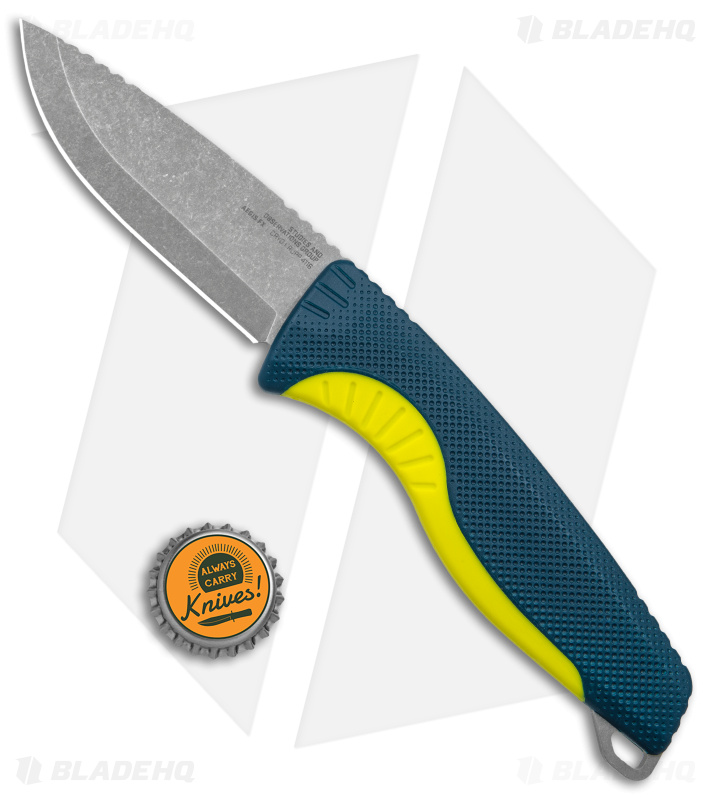 SOG Aegis FX Fixed Blade Knife Indigo Blue/Acid Yellow GRN (3.6" Stonewash)