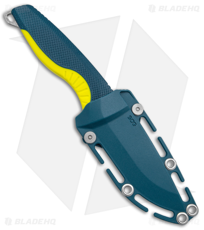 SOG Aegis FX Fixed Blade Knife Indigo Blue/Acid Yellow GRN (3.6" Stonewash)