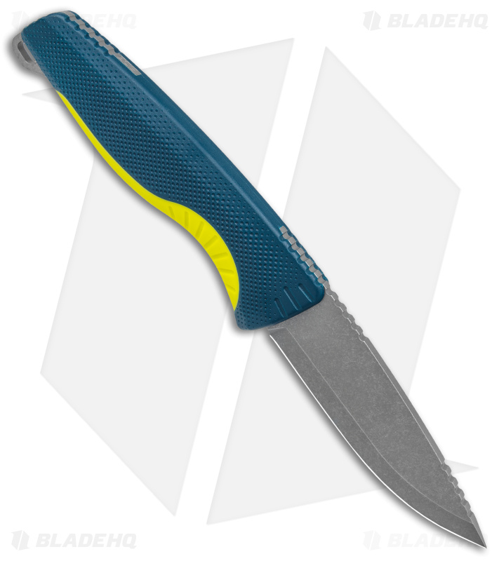 SOG Aegis FX Fixed Blade Knife Indigo Blue/Acid Yellow GRN (3.6" Stonewash)