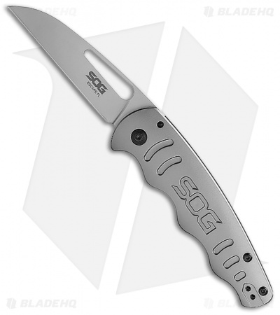 SOG Escape Sheepsfoot Frame Lock Knife Silver (3" Satin) 