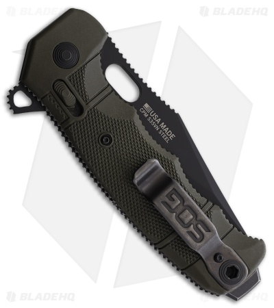 SOG Seal XR Flipper XR-Lock Knife OD Green FRN (3.9" Black S35VN)