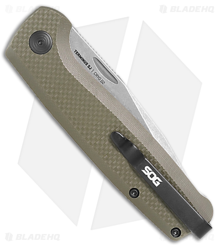 SOG Terminus Slip Joint Knife OD Green G-10 (2.9" Stonewash CRYO D2)