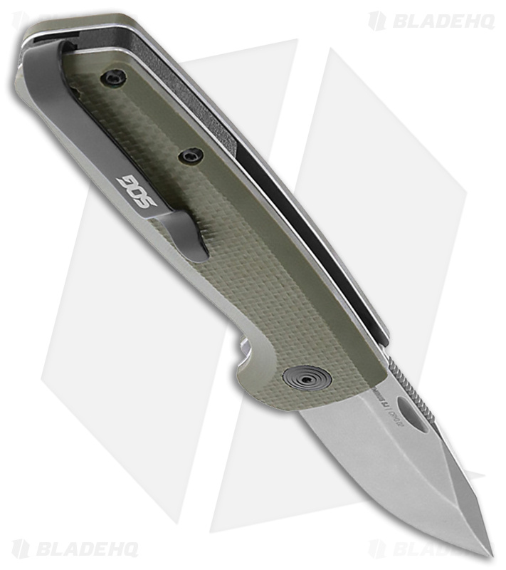 SOG Terminus Slip Joint Knife OD Green G-10 (2.9" Stonewash CRYO D2)