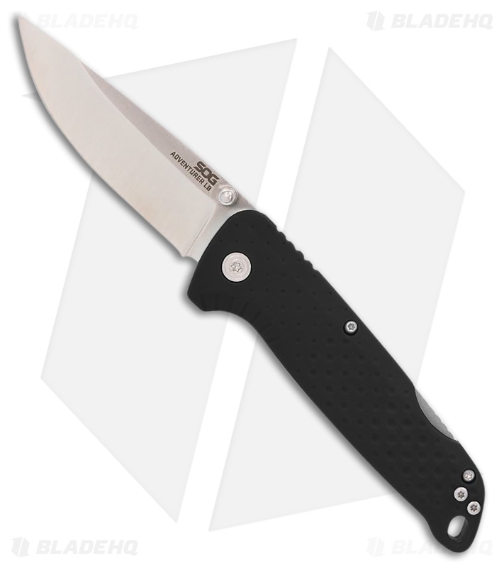 SOG Adventurer LB Lock Back Knife Black GFN (3" Satin)