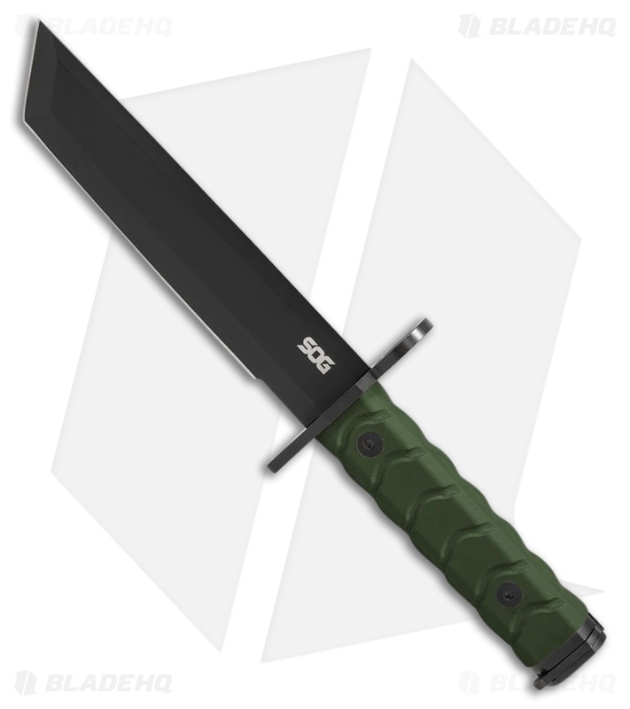 SOG BAR15T Combat Knife Fixed Blade OD Green G-10 (7.125 Black)