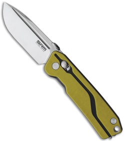 SRM Knives 7228 Small Rubik AMBI Lock Knife Yellow G-10 (2.75" Black)